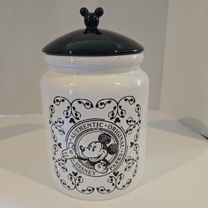 Mickey Mouse Cookie Jar Authentic Original Disney Parks Black White Discontinued